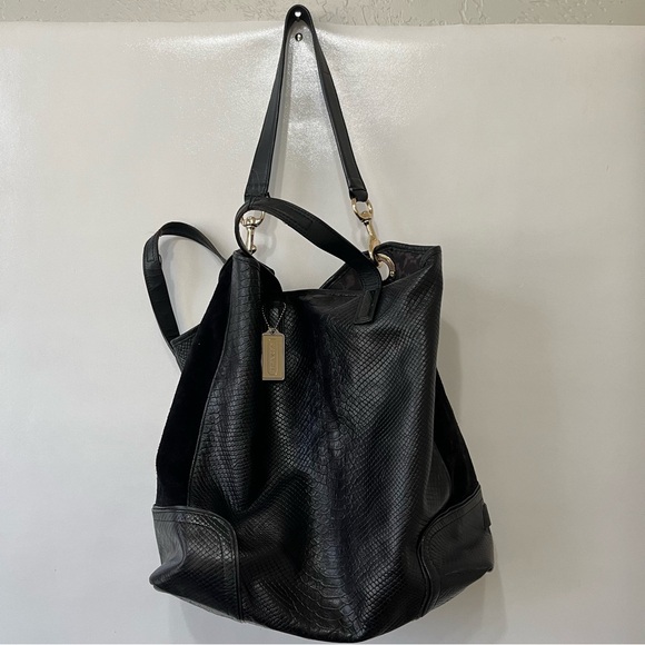 Coach Hadley Exotic Python Black Leather Tote
